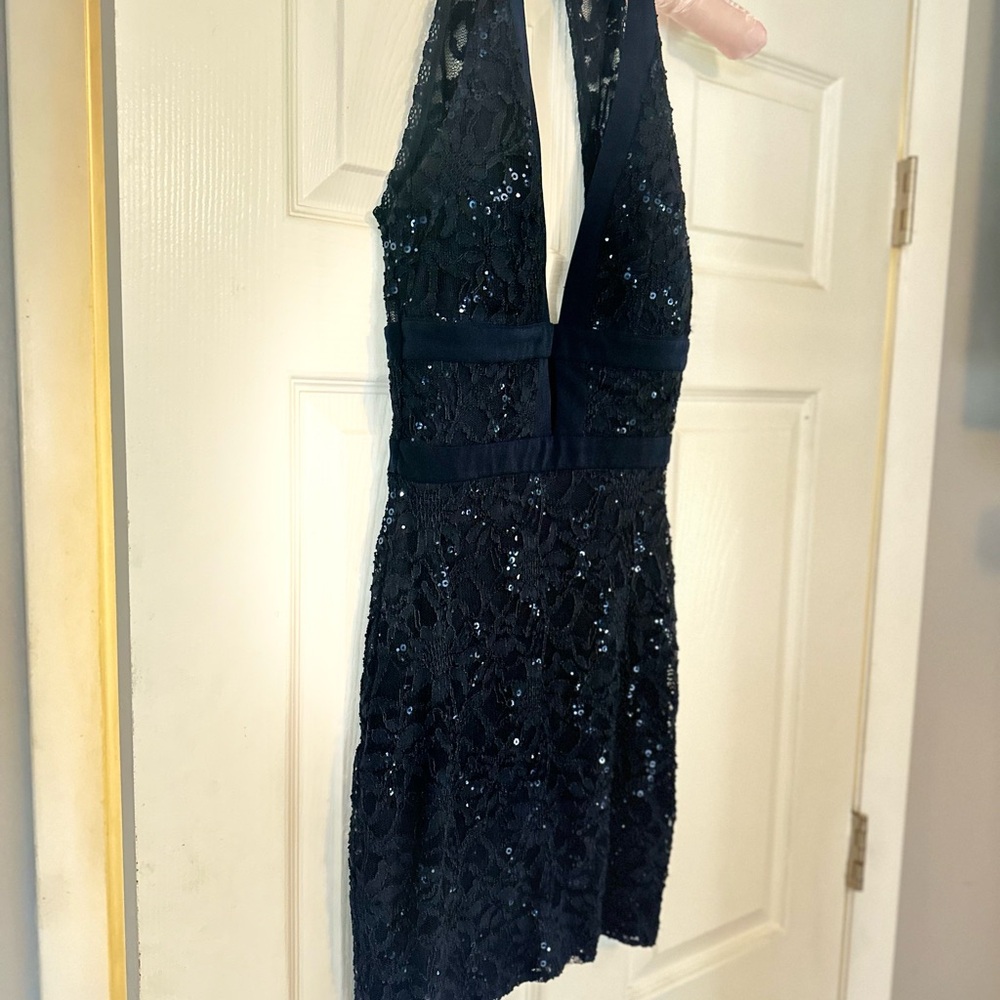 Black Lace Halter Dress Size 4.  Very sexy, glamour, high end evening  dress.